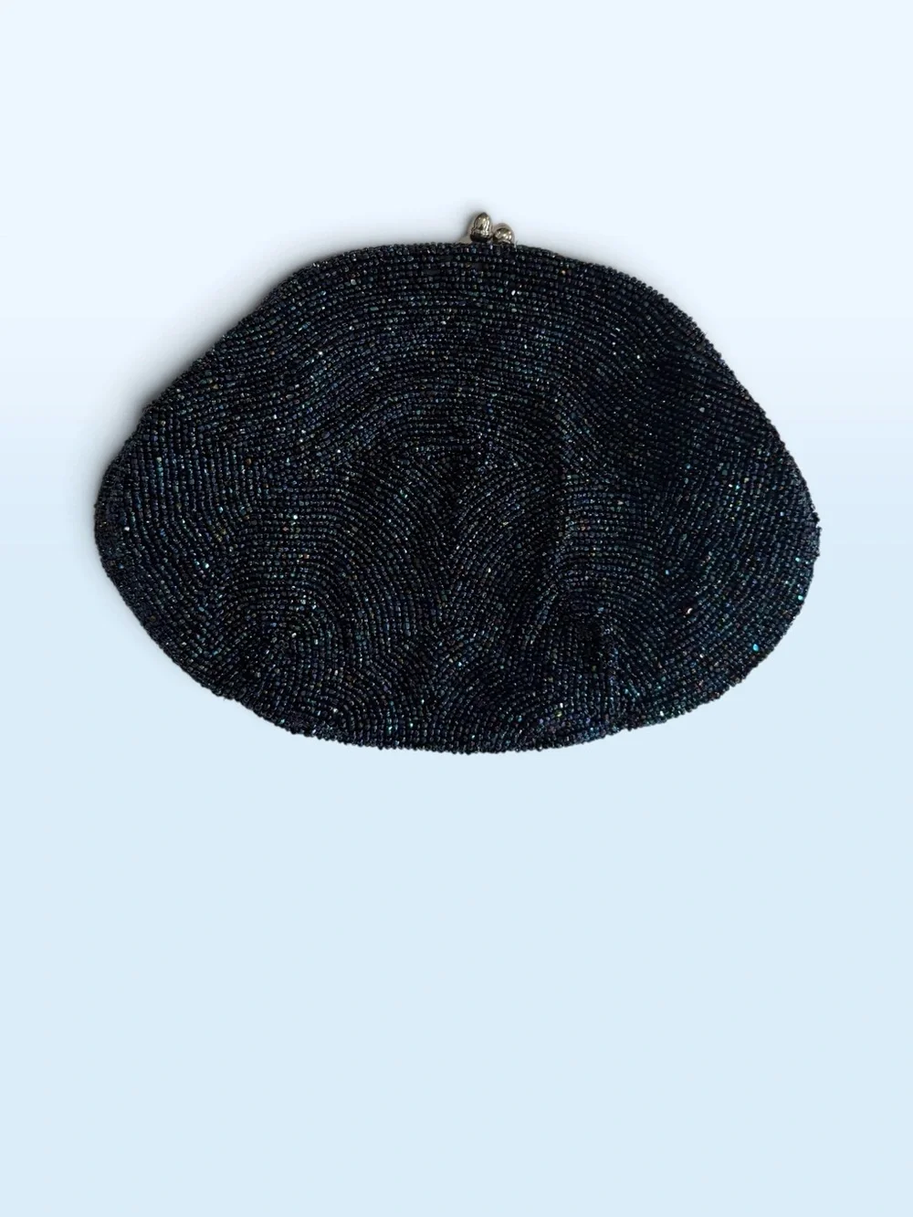 Hand Crafted In Belgium Navy Beaded Evening Clutch